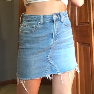 Denim distressed skirt
